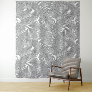 Fern in black and white tapestry