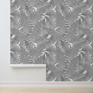 Fern in black and white wallpaper