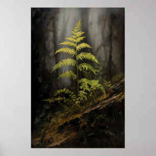 Fern In Forest Dark Academia, Botanical , Forest Poster
