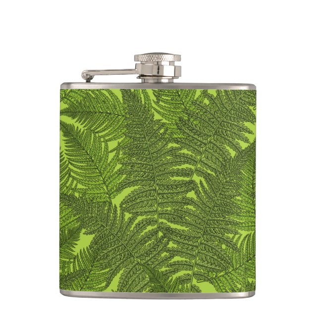 Fern in green hip flask (Front)