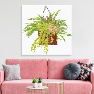 Fern Ivy Hanging Plant Botanical Illustration Art Canvas Print