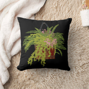 Fern Ivy Hanging Plant Botanical Illustration Art Cushion