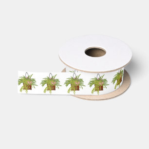 Fern Ivy Hanging Plant Botanical Illustration Art Satin Ribbon