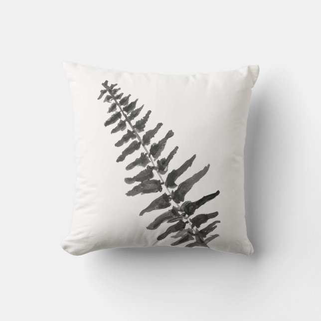Fern Leaf Beige Botanical Pillow (Front)