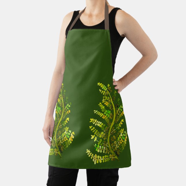 Fern leaf green fern art apron (Insitu)