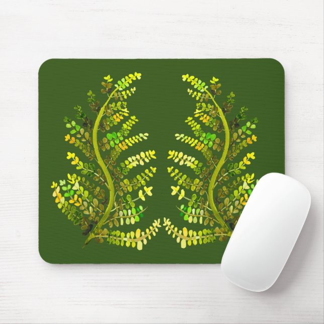 Fern leaf green fern art mouse pad (With Mouse)