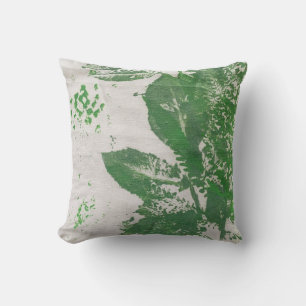 Fern Leaf Grey Printmaking Botanical Pillow