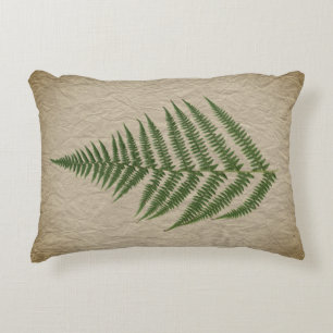 Fern Leaf on Crinkly Paper Texture Decorative Cushion
