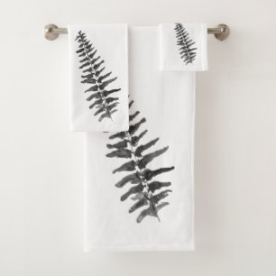 Fern Leaf Painting Art Bath Towel Set