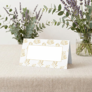 Fern leaf wedding reception guest name table card. place card