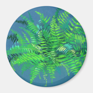 Fern leaves, floral design, greenery, blue & green magnet