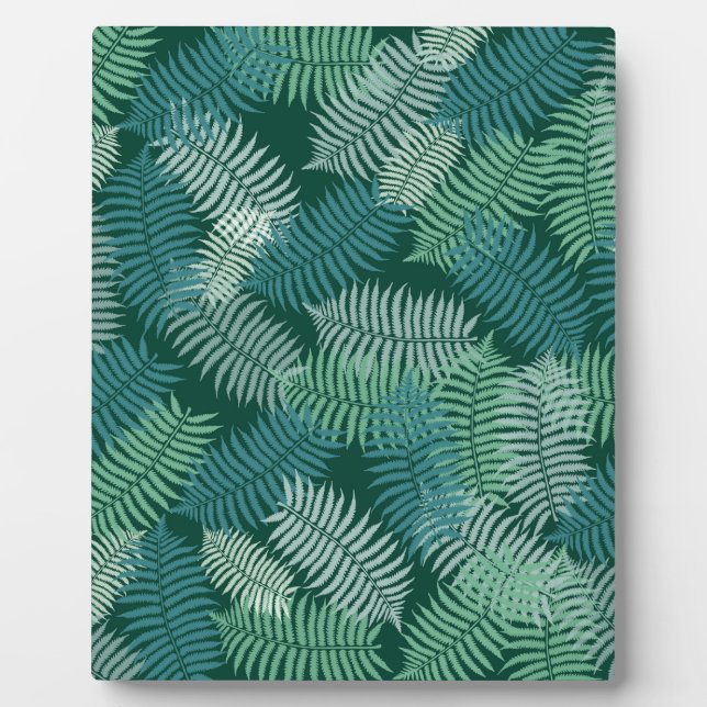 Fern leaves pattern on dark green plaque (Front)