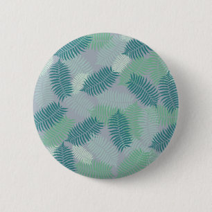 fern leaves pattern on light grey 6 cm round badge