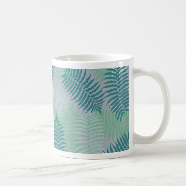 fern leaves pattern on light grey coffee mug (Right)