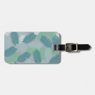 fern leaves pattern on light grey luggage tag