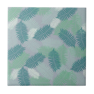 fern leaves pattern on light grey tile