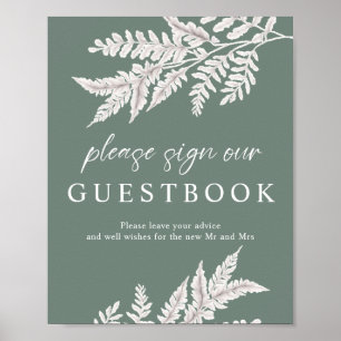 Fern Modern Calligraphy Wedding Guest Book Sign