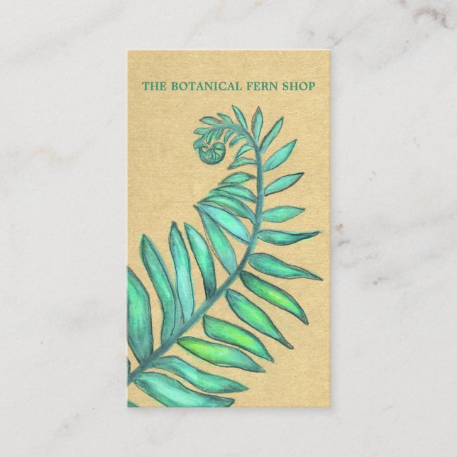 Fern Pastel Blue Fiddlehead Business Card (Front)