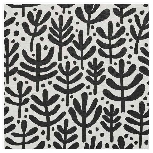 Fern Pattern - Black and White Fabric (Swatch)