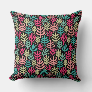 Fern Pattern - Five Colors on Black Cushion