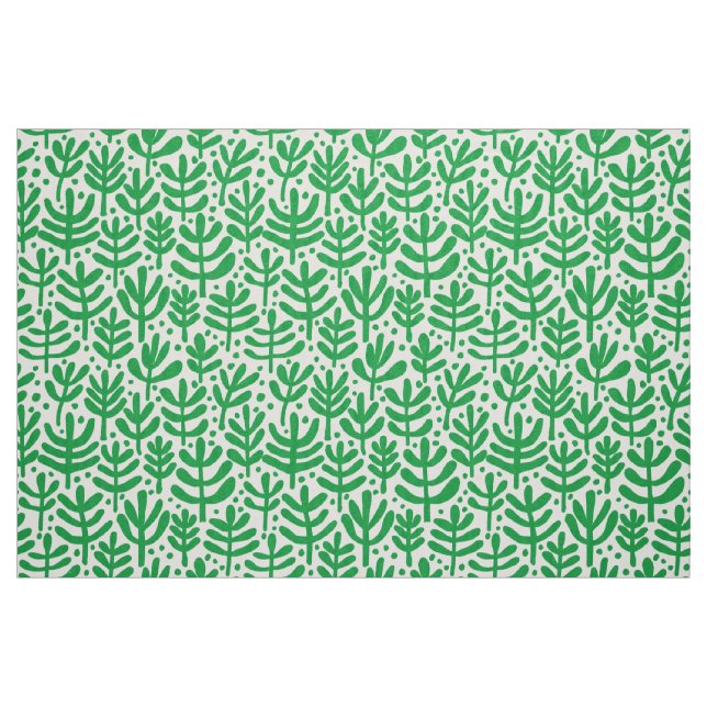 Fern Pattern - Grass Green on White Fabric (Fat Quarter)