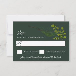 Fern Pepper Tree Leaves Garden Dark Green RSVP Card