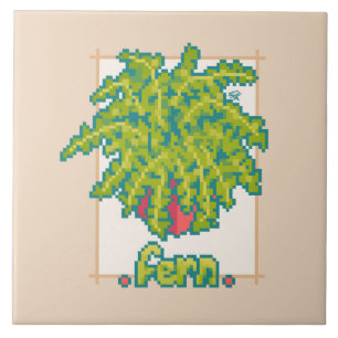 Fern Pixel Art Ceramic Tile