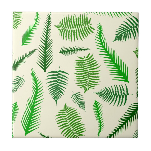 Fern Plant Frond Leaves Pattern Ceramic Tile (Front)