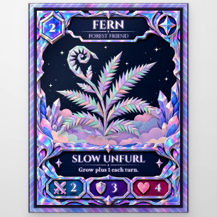 Fern Plant, Rainbow Foil Art Postcard