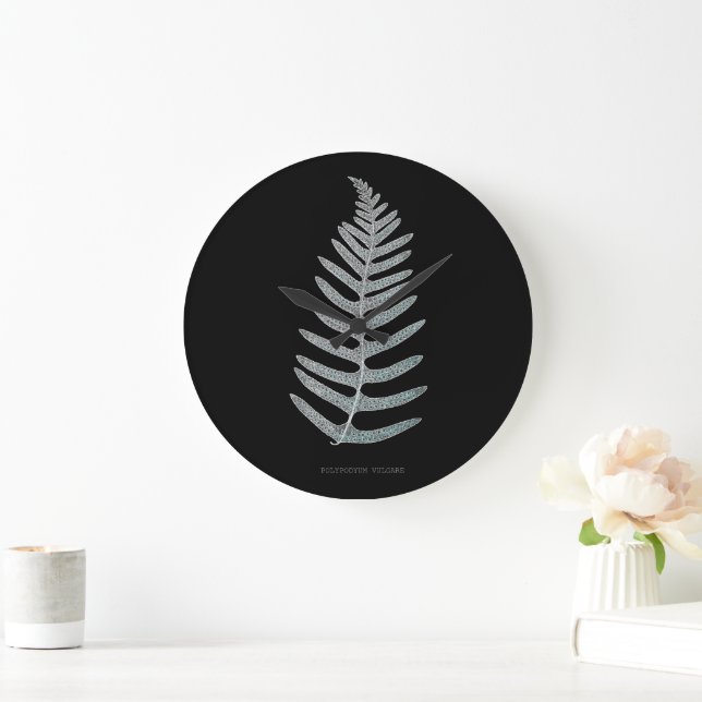 Fern - Polypodyum Vulgare - X-ray effect - 09 Large Clock (Home)