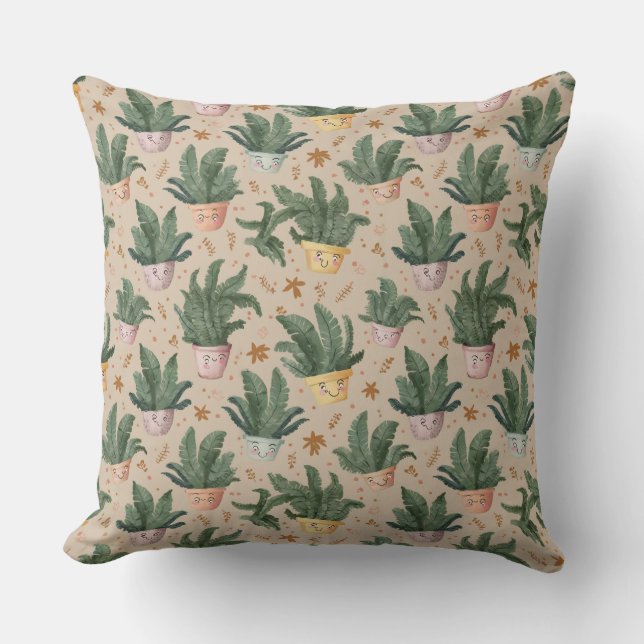 "Fern-tastically Happy Pots" Cushion (Front)