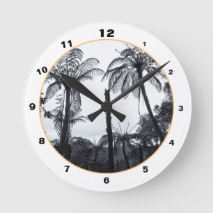 Fern Trees & New Zealand native Forest / Kiwi bush Round Clock
