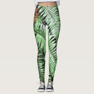 Fern Tropical Green Leaves Plant Woodland Foliage Leggings