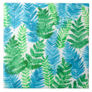 Fern watercolor ceramic tile
