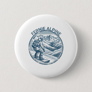 Fernie Alpine Canada Snowboarding Snowboarder 6 Cm Round Badge