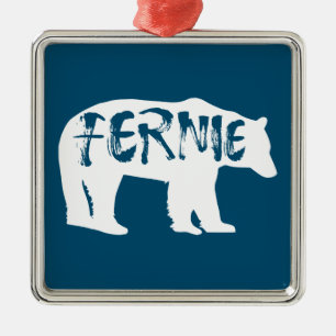 Fernie British Columbia Bear Metal Ornament