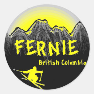 Fernie British Columbia Canada ski Classic Round Sticker
