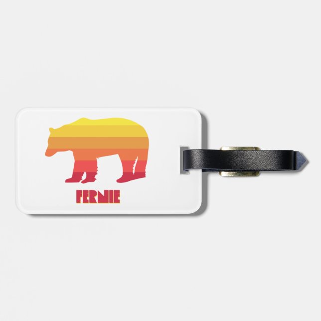 Fernie British Columbia Rainbow Bear Luggage Tag (Back Horizontal)