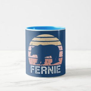 Fernie British Columbia Retro Bear Two-Tone Coffee Mug