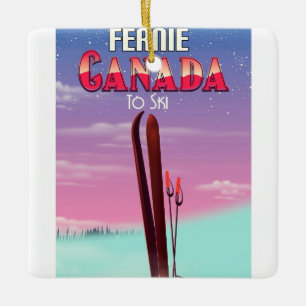 Fernie Canada ski travel poster. Ceramic Ornament