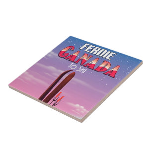 Fernie Canada ski travel poster. Ceramic Tile