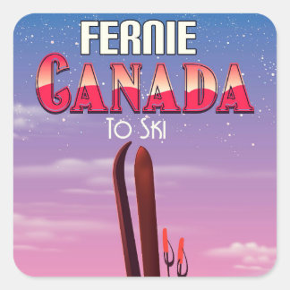 Fernie Canada ski travel poster. Square Sticker