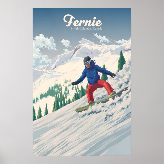 Fernie Canada Snowboarding Travel Poster (Front)