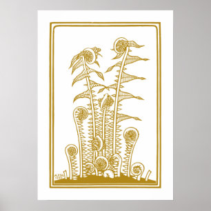 Ferns (1920) by Julie de Graag Vintage Woodcut Poster