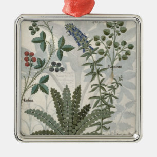Ferns, Brambles and Flowers Metal Ornament