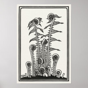 Ferns by Julie de Graag Art Nouveau Poster