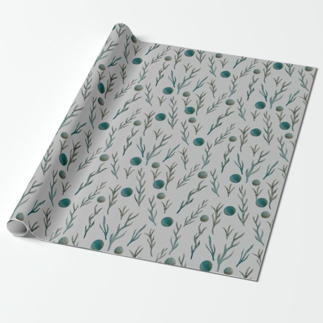 Ferns & Dots Wrapping Paper (Unrolled)