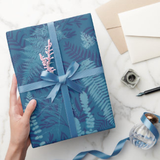 Ferns in Blue Wrapping Paper