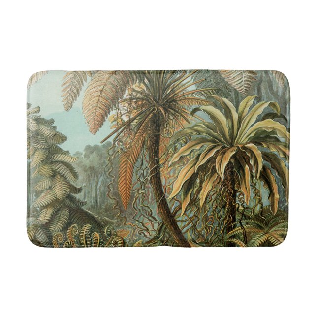 Ferns Palm Tree Antique Botanical Ferns Art Bath Mat (Front)