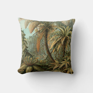 Ferns Palm Tree Antique Botanical Ferns Art Cushion